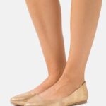 Anna Field kvinner skinn ballett pumps gull P266L2104