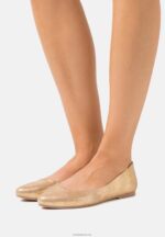 Anna Field kvinner skinn ballett pumps gull P266L2104