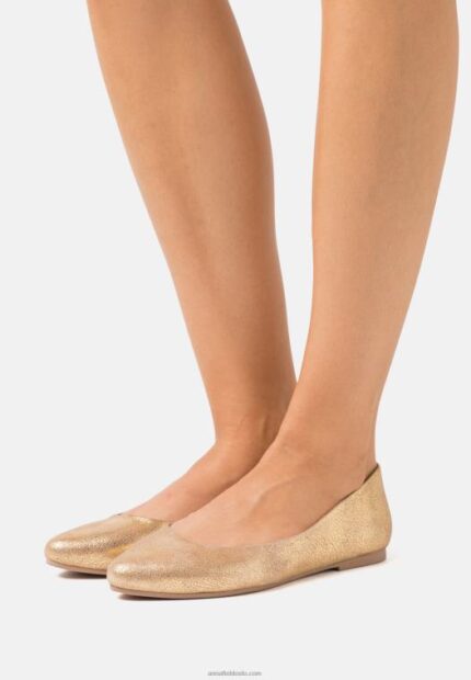 Anna Field kvinner skinn ballett pumps gull P266L2104