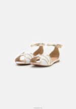 Anna Field kvinner skinn peeptoe ballett pumps hvit P266L2087 - Bilde 3