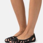 Anna Field kvinner skinn peeptoe ballett pumps svart P266L2148
